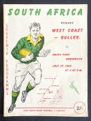 1965 West Coast-Buller v S Africa Rugby Programme: Harder to find example, attractive cover and good