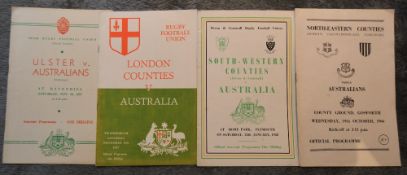 1957-8 and 1966-7 Australia in the UK Rugby Programmes (4): 57-8 v London Counties, Ulster and South