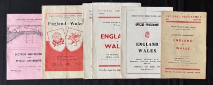 1940s-60s Schools and Students Rugby Programmes (6): Five examples of England v Wales games, 1949