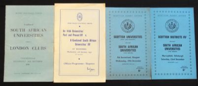 1956-7 S African Universities (‘Sables’) Rugby Programmes in the UK (4): v Scottish Univs,