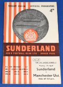 1957/58 Sunderland v Manchester Utd Div. 1 match programme 7 April 1958; fair/good. (1) NB: