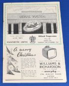 1957/58 Luton Town v Manchester United Div. 1 match programme Boxing Day 1957; fair/good. (1)