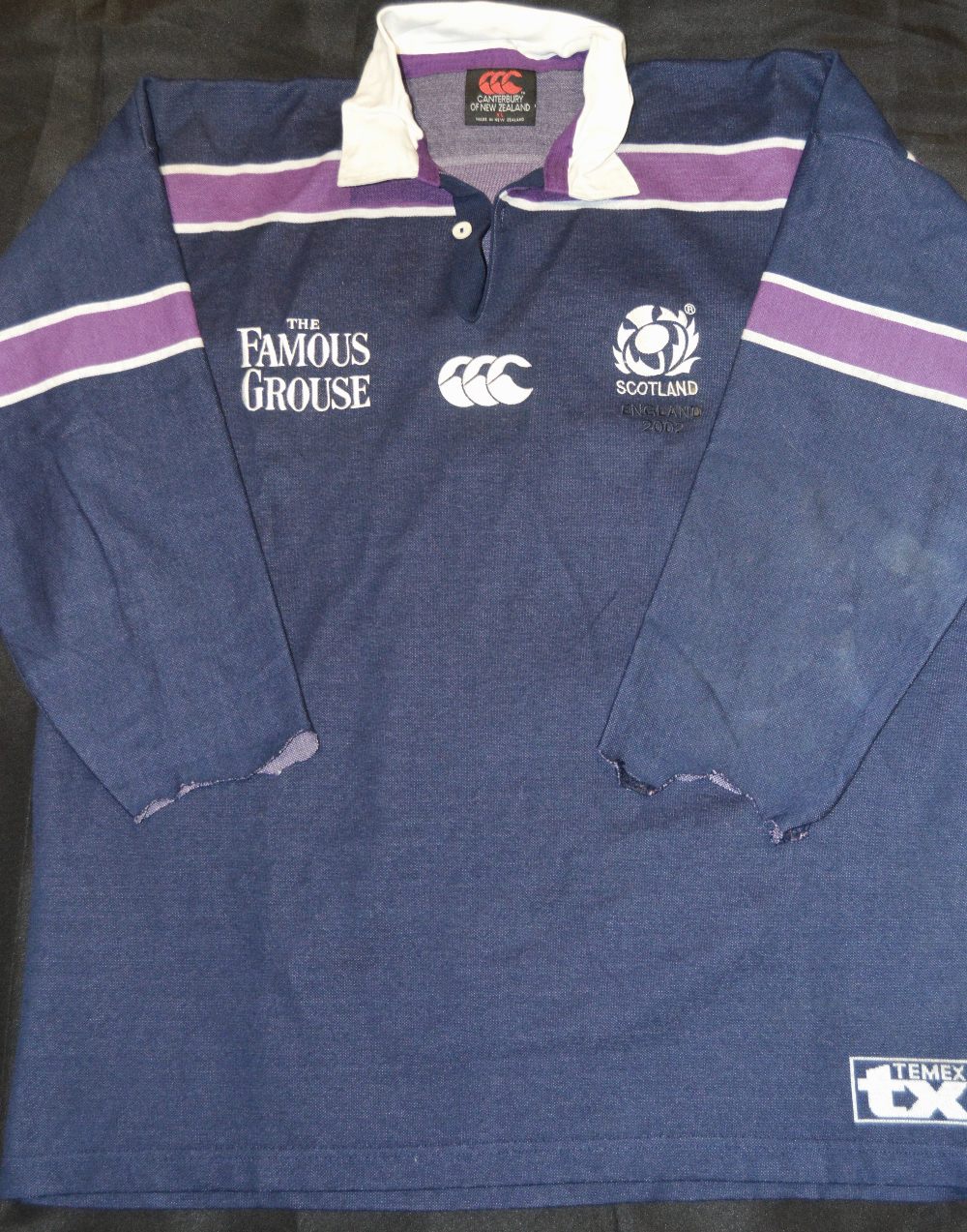2002 Matchworn Tom Smith Scotland Rugby Jersey: From the 2002 game v England, blue/maroon with
