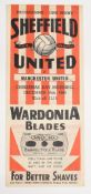 1945/46 Sheffield United v Manchester United league match programme Xmas Day 1945, fold out type,