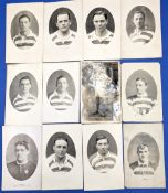 1907-1922 a Collection of 12 Wigan Rugby League Portrait Players Postcards to include T Woods, G