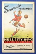 1946/47 1st match after WW2 Hull City v Lincoln City Div. 3 (North) 31 August 1946; good. (1)