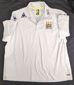 2004-2005 Manchester City Replica Training Football Polo Top, Le Coq Sportif, short sleeve with Thom