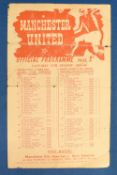 1948/49 Manchester United reserves v Stoke City reserves single sheet programme 16 April 1949;
