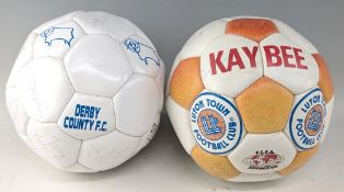 Vintage Luton Town Kay Bee Multi Signed Football c1976, with a multi signed Derby County Football (