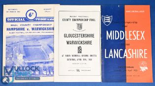 1952-1962 County Champs Final Rugby Programmes (4): 1952 and 55, both Middlesex v Lancashire,