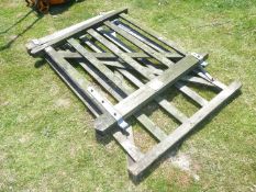 Two five bar gates with latches/ hinges, 4' and 6' long x 4' high.