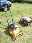 A lawn mower with Briggs & Stratton engine.