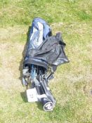 Golf bag and 17 clubs.