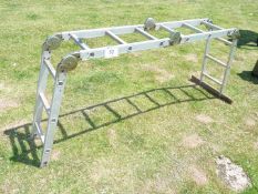 An aluminium folding ladder.