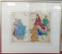 Elyse Lord (1900-1971) two watercolours of oriental figures, framed and glazed, largest size 63cm