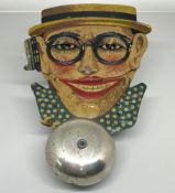 A 1920s Saalheimer & Strauss 'Harold Lloyd' bell, printed metal, stamped verso 'D.R.G.M', height