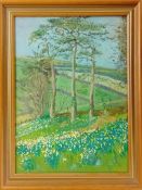 Mary Martin (1951-), oil on board of daffodils in field, signed lower right, framed, overall size