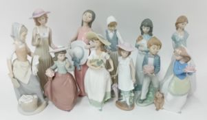 A collection of eleven Nao by Lladro figures, to include nos. 1158 and 5008, girl with goose, girl
