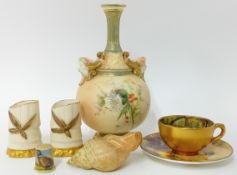 A collection of Royal Worcester, to include a painted fruit pattern gold detailed teacup and saucer,