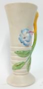 Clarice Cliff (1899-1972) vase in 'My Garden' pattern, modelled floral design on white ground,