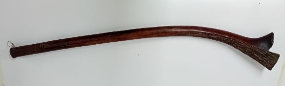 A late 19th/early 20th century Fijian Gunstock War Club, or Kiakavo, having gun stock head with