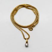 An 18ct gold necklace diamond mounted, (box link chain), approx 10.3g