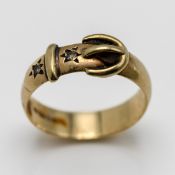 A 9ct yellow gold 'Buckle' style ring, approx 2.67g, size L/M.