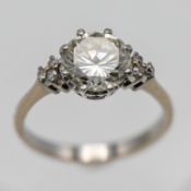 An 18ct white gold single stone diamond ring, centre round brilliant cut approx 2.5ct, set with