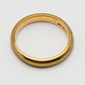 A 22ct yellow gold wedding band ring, hallmark Birmingham, approx weight 5.8g, size O/P. Together