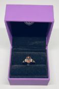 Gemporia, a 9k gold pink Tourmaline and diamond ring, size S, with certificate of authenticity,