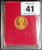 A 1980 gold Queen Mother 1 Crown, 375 proof Pobjoy mint, Isle of Man.