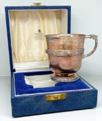 A silver Christening mug by Garrard & Co., hallmarked London 1969, in original box, weight 4.88oz.
