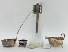 A quantity of various silver pieces, to include a ladle, spoon, gravy boat, and mustard pot with