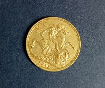 A George V full sovereign, 1912.