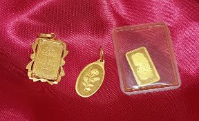 Suisse fine gold pendants marked 1g Fine Gold 999.9 (3).