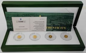 A boxed set of Solomon Islands commemorative 10 dollar coins, to include four coins of 0.5g 9ct gold