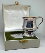 A silver Christening mug by Garrard & Co., London, marked 925, in original box, weight 3.3oz.