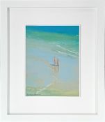 Neil Pinkett (1958-), oil on canvas lined board 'Looking down on Bathers at Treen', signed lower