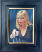Piran Bishop (1961-), oil on canvas, 'Study of a Blonde Lady', signed lower left, framed, overall