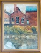 John Ridgewell (1937-2004), oil on canvas, 'Blue Door', signed lower right, framed, overall size