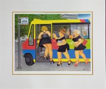 Beryl Cook (1926-2008) limited edition print 'Bus Stop' 3/650, published by Alexander Gallery