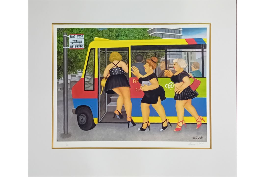 Beryl Cook (1926-2008) limited edition print 'Bus Stop' 3/650, published by Alexander Gallery