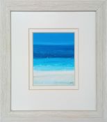 Amanda Hoskin (British, 1965-), oil on board 'Atlantic Blues, Cornwall' 2007, small beachscap