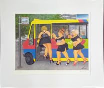 Beryl Cook (1926-2008) limited edition print 'Bus Stop' 636/650, published by Alexander Gallery