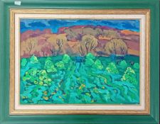 Yuri Matushevski (1930-1999) oil on board, In the Fields, signed lower right, framed, overall size