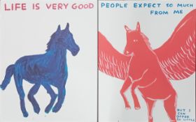 David Shrigley (British, 1968-), two lithograph prints, to include 'Life is Good', and 'People