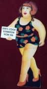 Beryl Cook (1926-2008), a printed board exhibition figure, height approx 150cm.