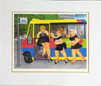 Beryl Cook (1926-2008) limited edition print 'Bus Stop' 5/650, published by Alexander Gallery