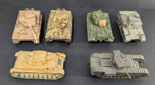 Corgi, 'M48 Tank' with 5 Corgi tanks, and 2 WWII plastic tanks, all unboxed. (8)