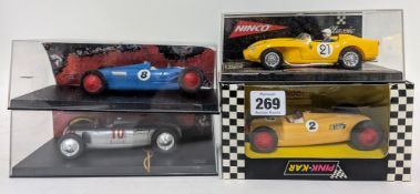 Pink-Kar, CV011- 'Auto Union Type C (1936) (Amarillo)' model slot car, with 2 Pink-Kar models and